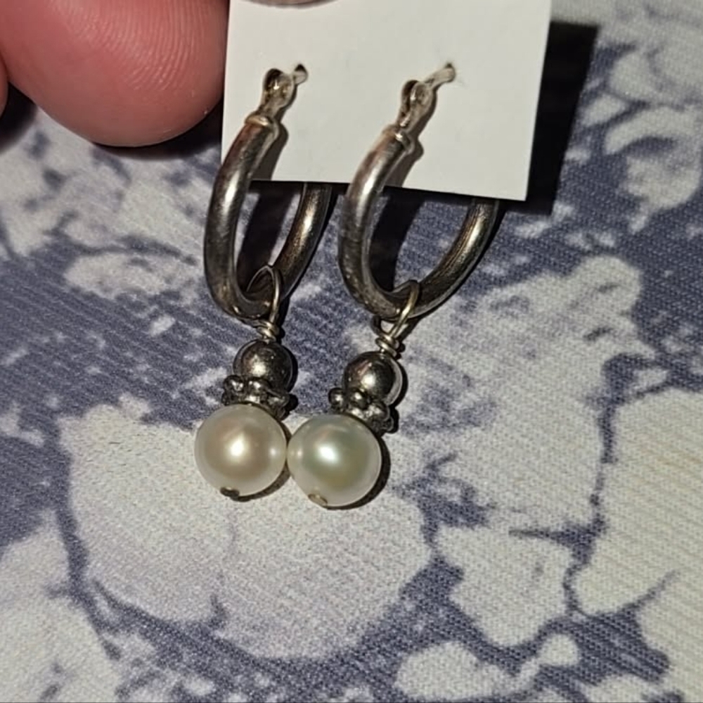 Sterling Silver Pearl Drop Earrings